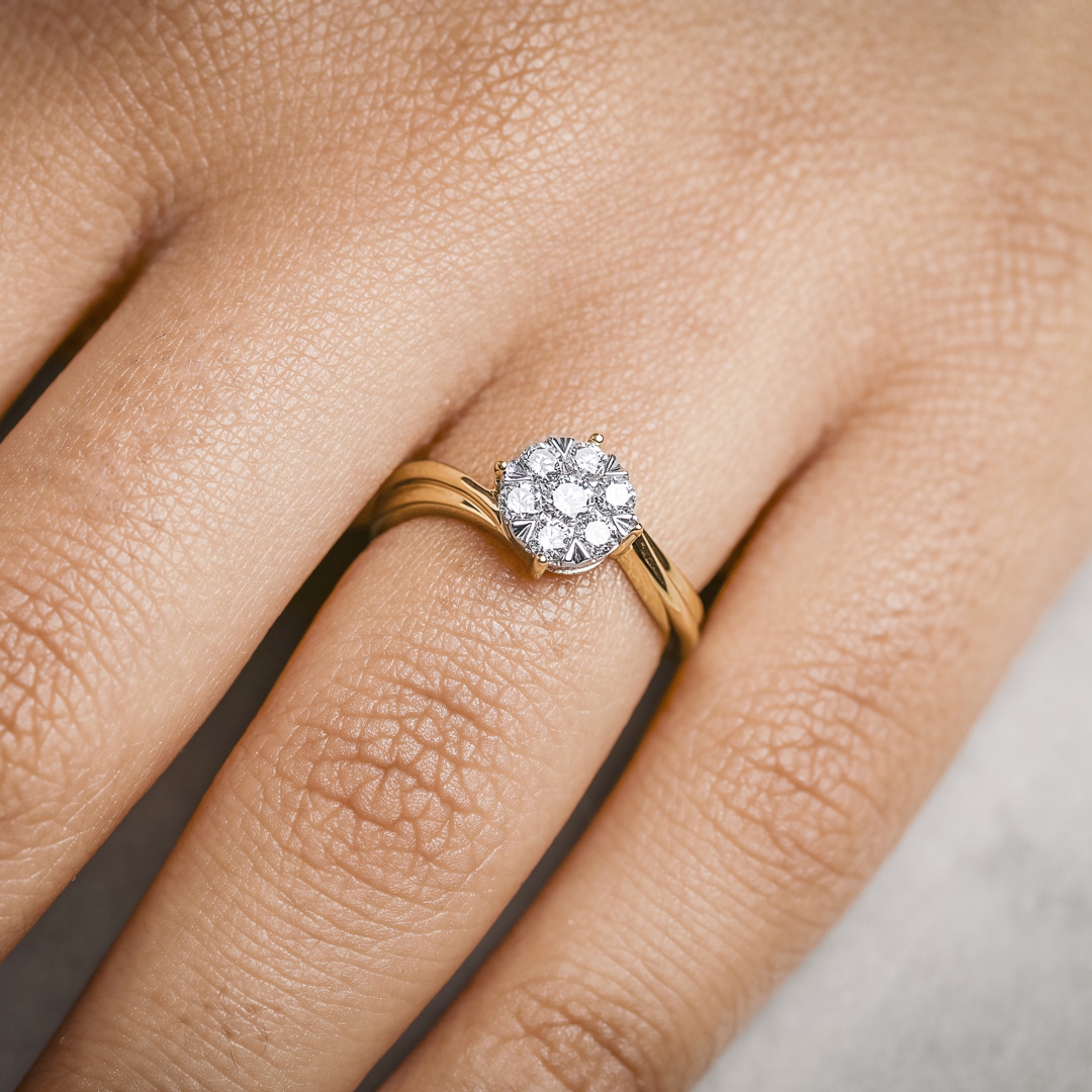 Verlobungsring 750/18 K Gelbgold mit Diamanten 0.50 ct H/si