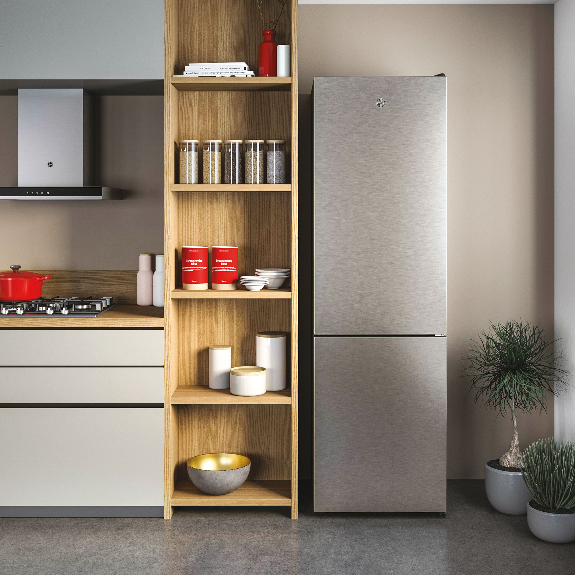 HOOVER Kühl-/Gefrierkombination HOCE4T620DX - Edelstahl - D