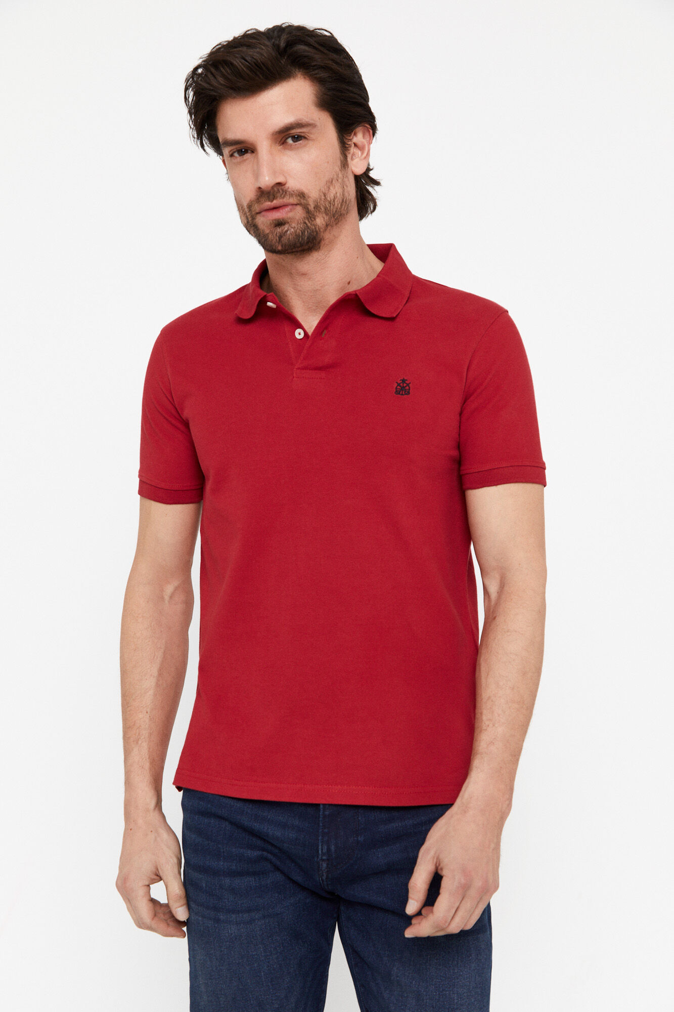 Polo básico piquê slim - Granate