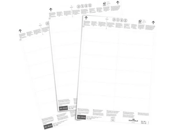 Durable Indstiksark til lagerlommer 100x38 mm hvid Laser/Inkjet - (240 stk.)