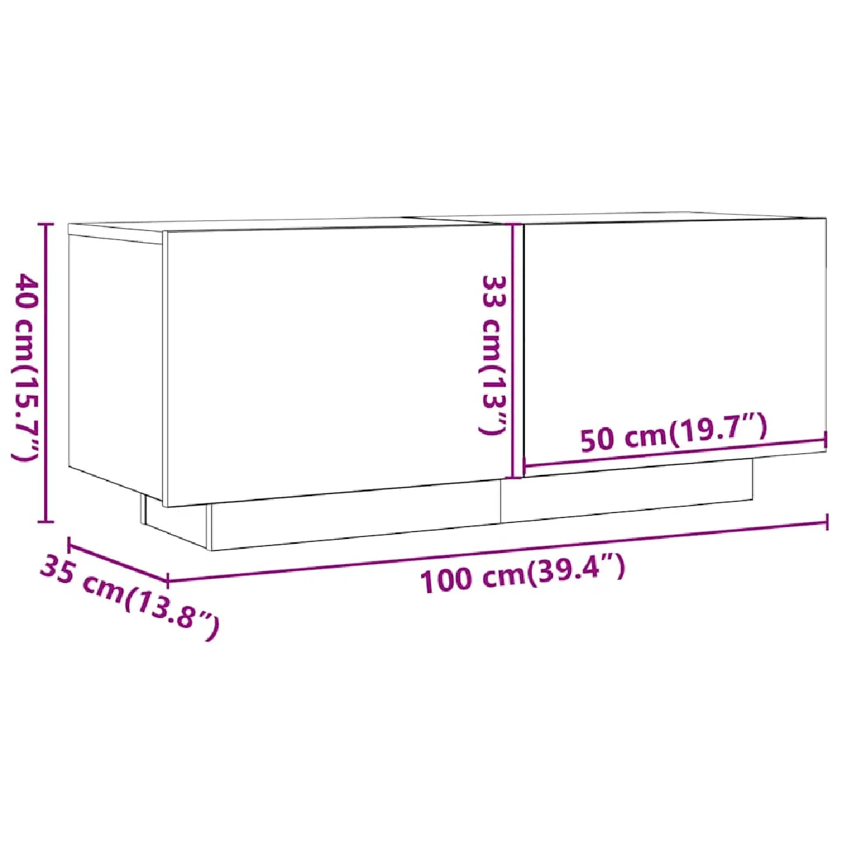 vidaXL Meuble TV Chêne sonoma 100x35x40 cm