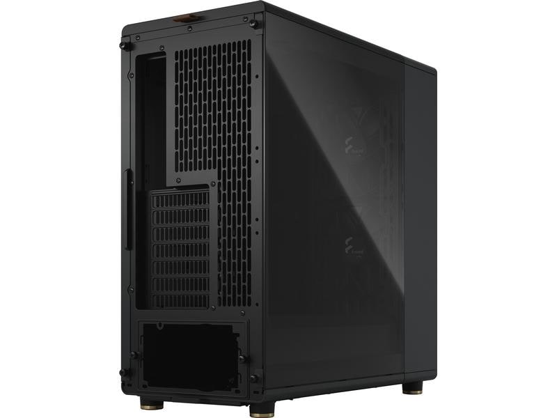 Fractal Design PC-Gehäuse North TG Schwarz Elegantes Gehäuse mit Seitenfenster und offener Front aus echtem Walnussholz