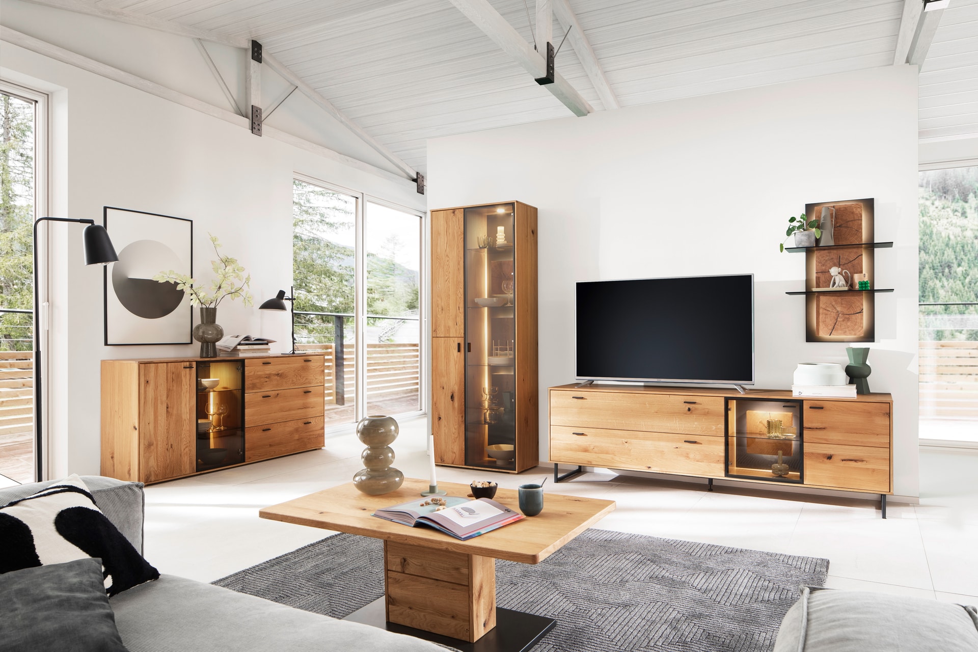 CASAVANTI Wandregal ASSINI 60x91 cm Art/Balkeneiche Anthrazit