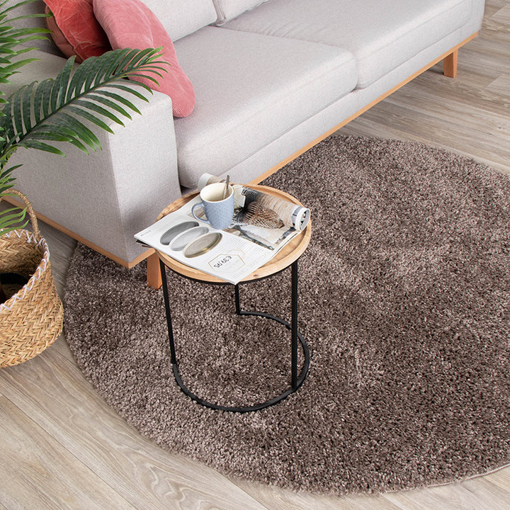 Rond hoogpolig vloerkleed - Lofty Taupe