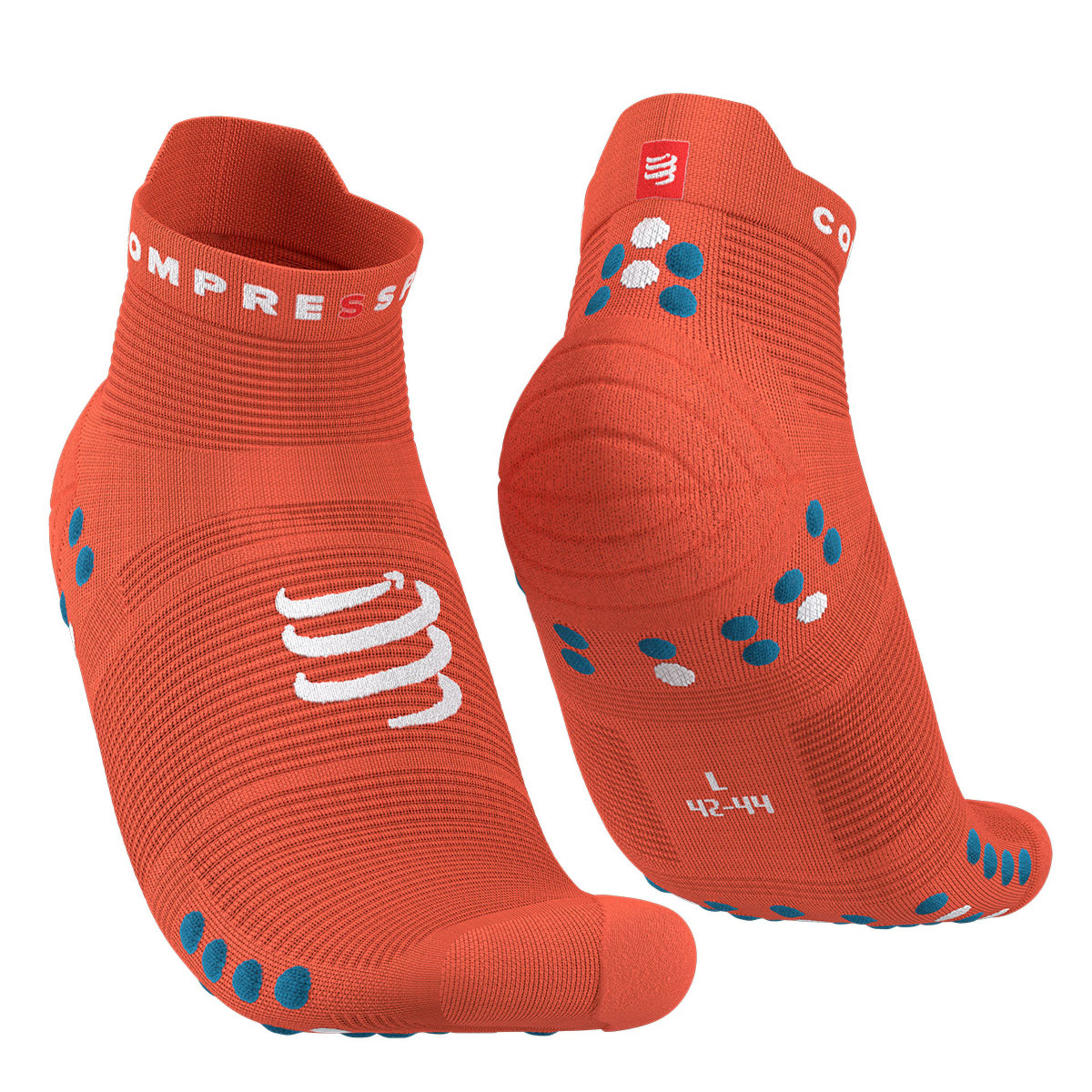 Compressport Pro Racing v4.0 Run Low Compressiesokken Oranje/Blauw