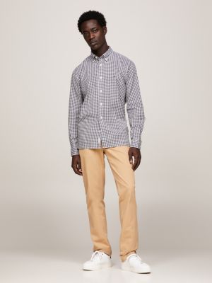 Camisa xadrez vichy tingida naturalmente, corte regular.