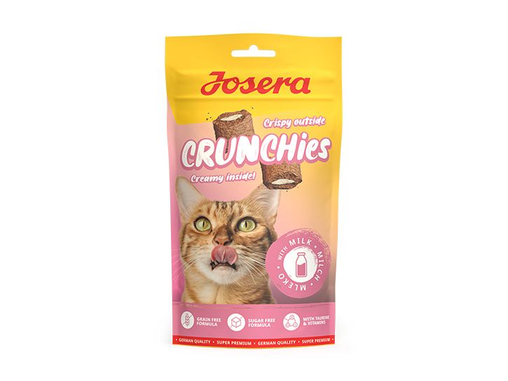 Josera Katzen-Snack Crunchies with Milk, 60 g Knuspriger Katzen-Snack mit cremigem Kern