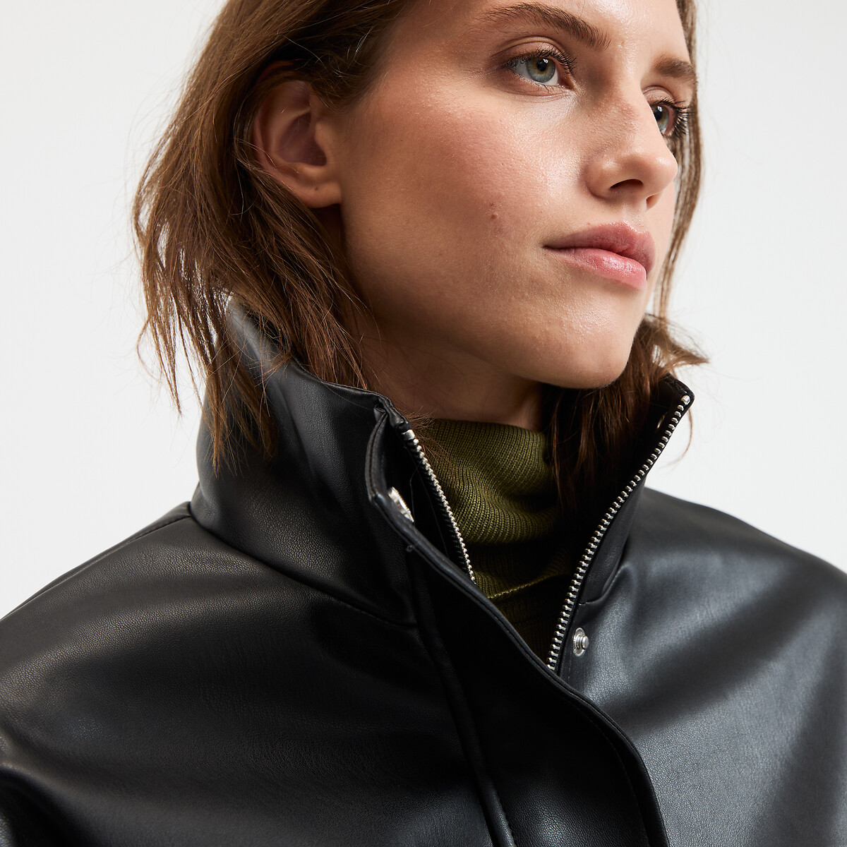 LA REDOUTE COLLECTIONS<br>Jaqueta curta de couro sintético com zíper