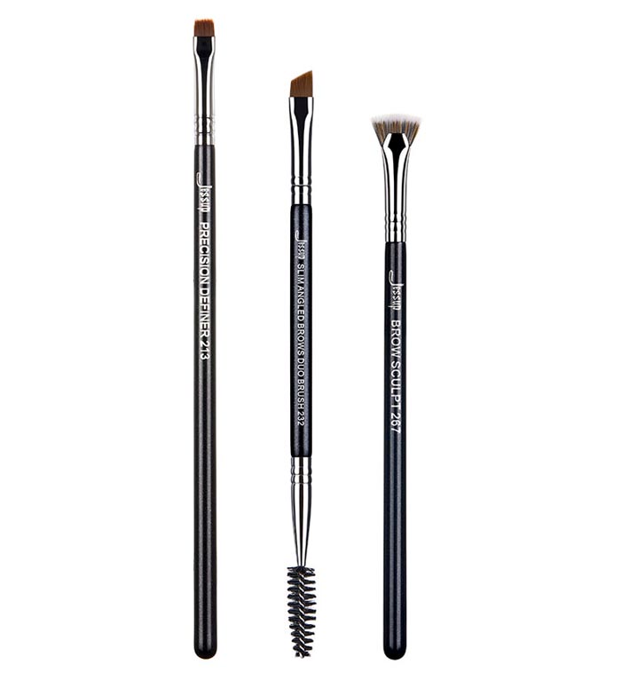 Jessup Beauty - Conjunto de pincéis de sobrancelha PRO 3 peças - T326: Black/Silver