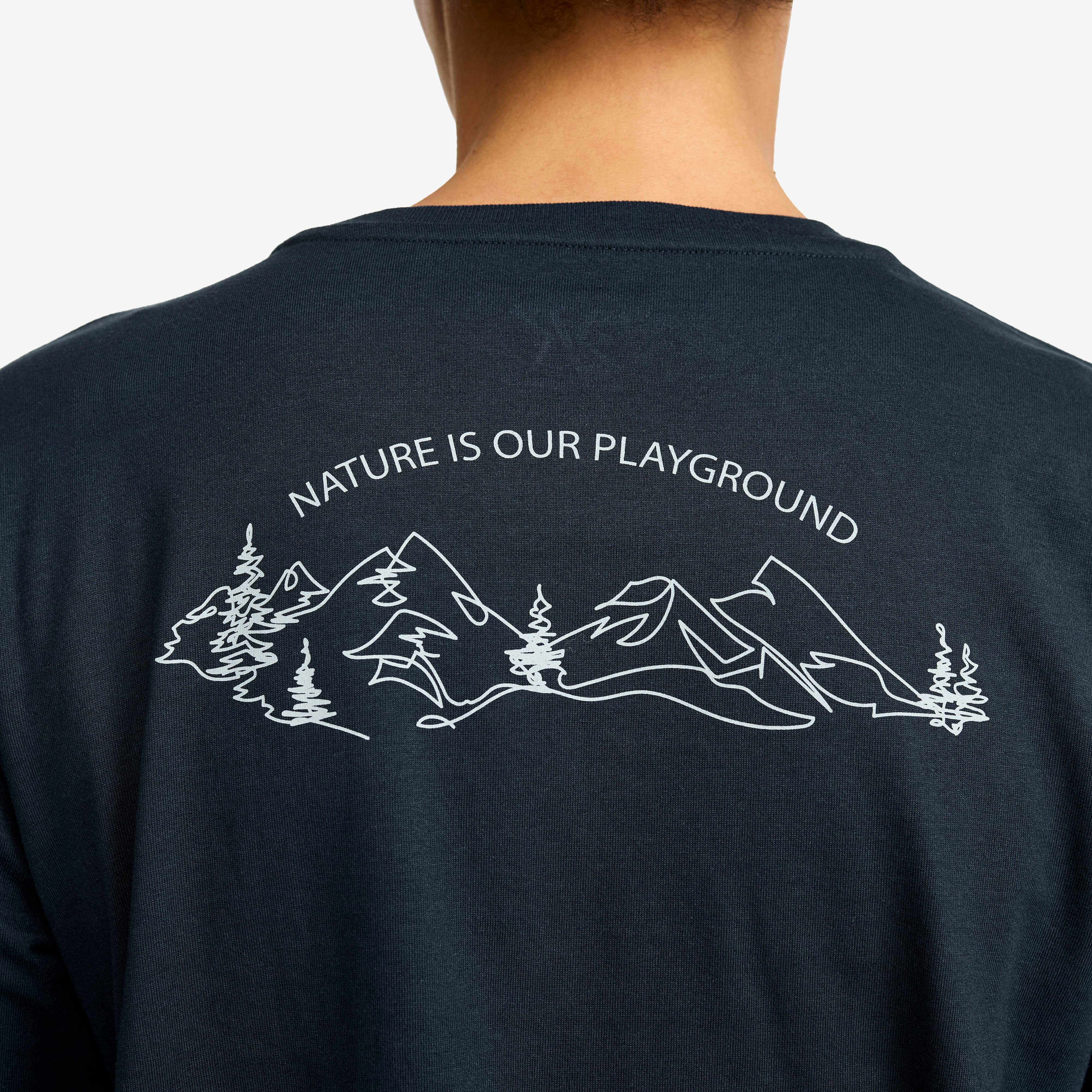 Easy Graphic Landscape Lines Long-sleeved T-shirt Dame Blueberry