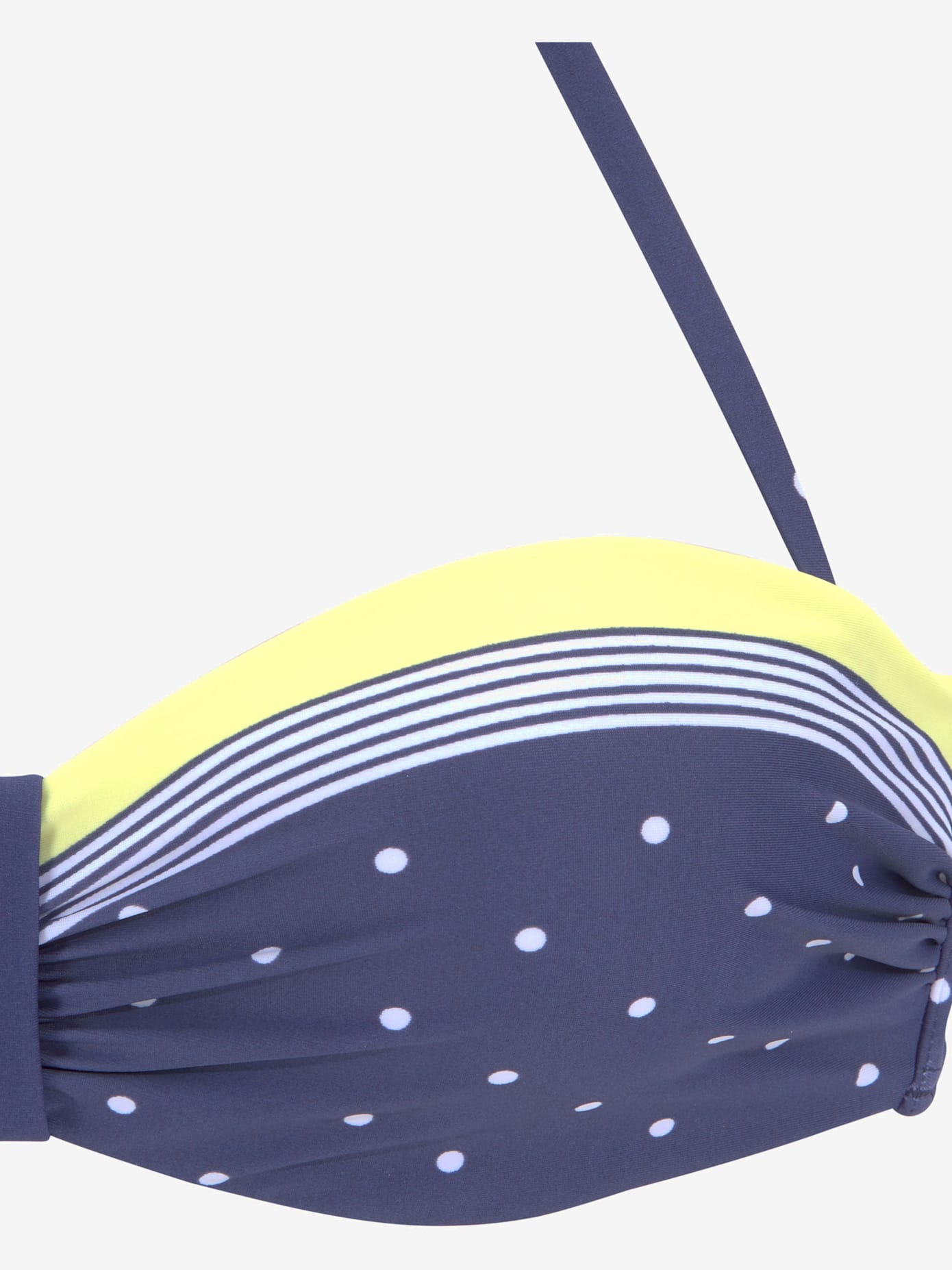 Haut de bikini bandeau à armatures imprimé à pois et rayures