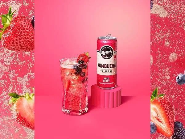 Remedy Wild Berry Kombucha 12 x 0.25 l Kombucha-Teegetränk mit Waldbeerengeschmack