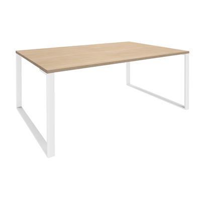 Bureau URBAN Manager - L180 x P100 x H72,5 cm - pieds blanc - plateau imitation chêne clair