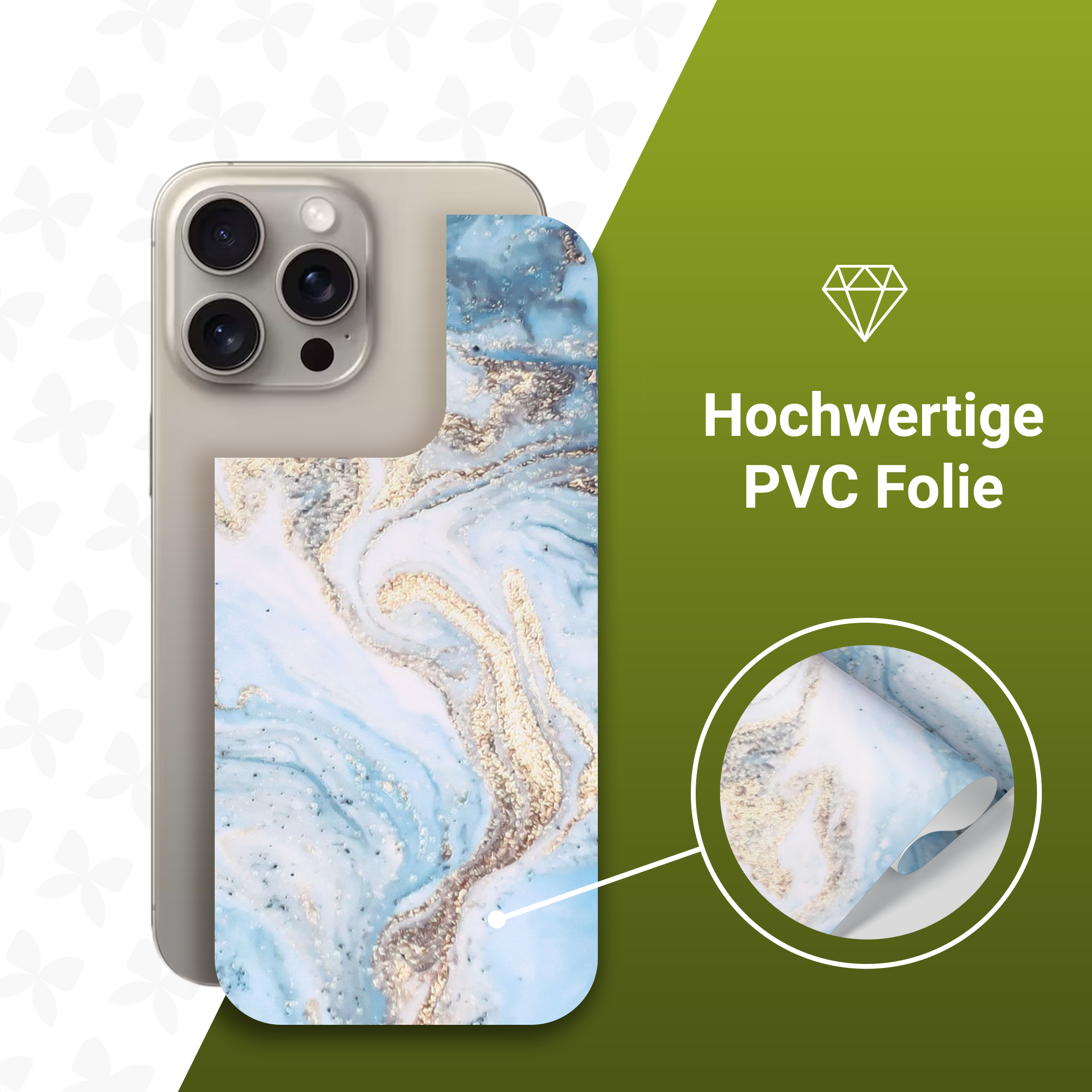 (2er Set) iPhone 12 Backcover Schutzfolie Swiss Made - Ocean Gold Marmor