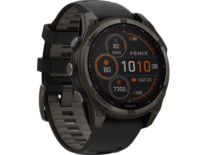 GARMIN Sportuhr Fenix 8 Solar Sapphire, 47 mm Schwarz GPS-Sportuhr