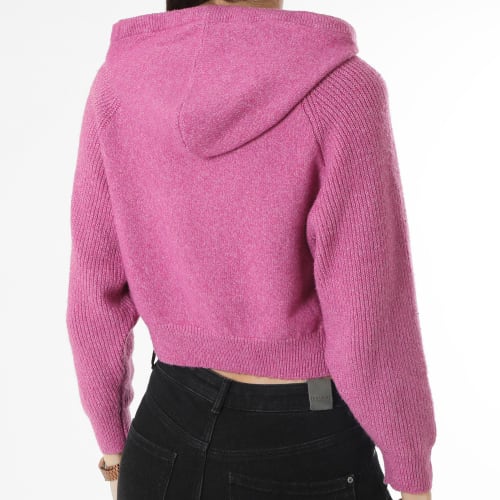 Pull Capuche Crop Femme Brilliant Rose