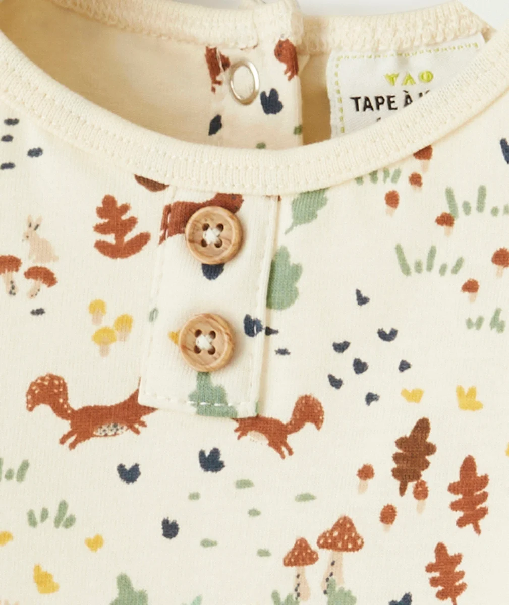 T-SHIRT BODY 2 EN 1 BÉBÉ EN COTON BIOLOGIQUE IMPRIMÉ FORÊT