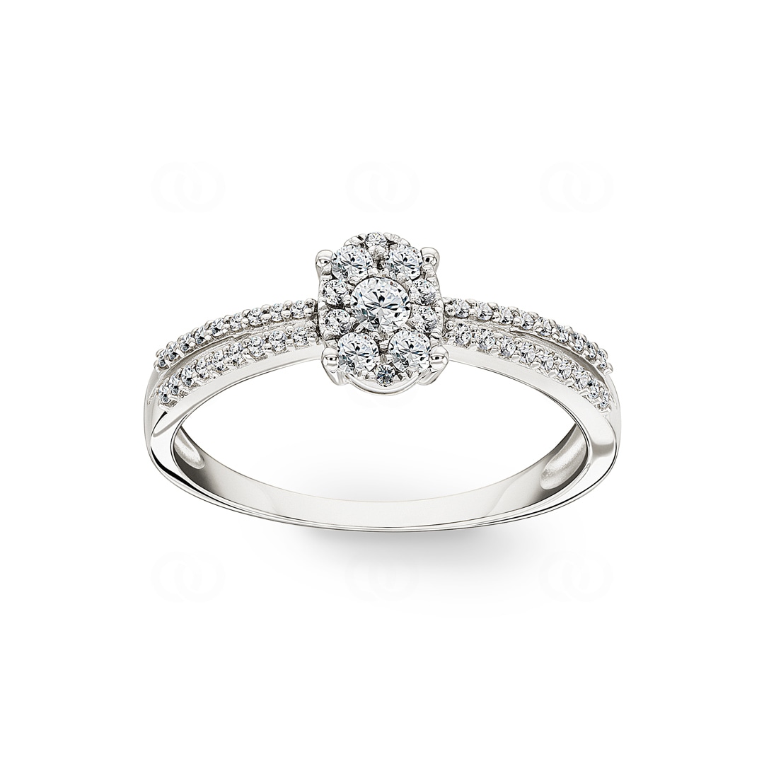 Verlobungsring 750/18 K Weissgold mit Diamanten 0.28 ct H/si