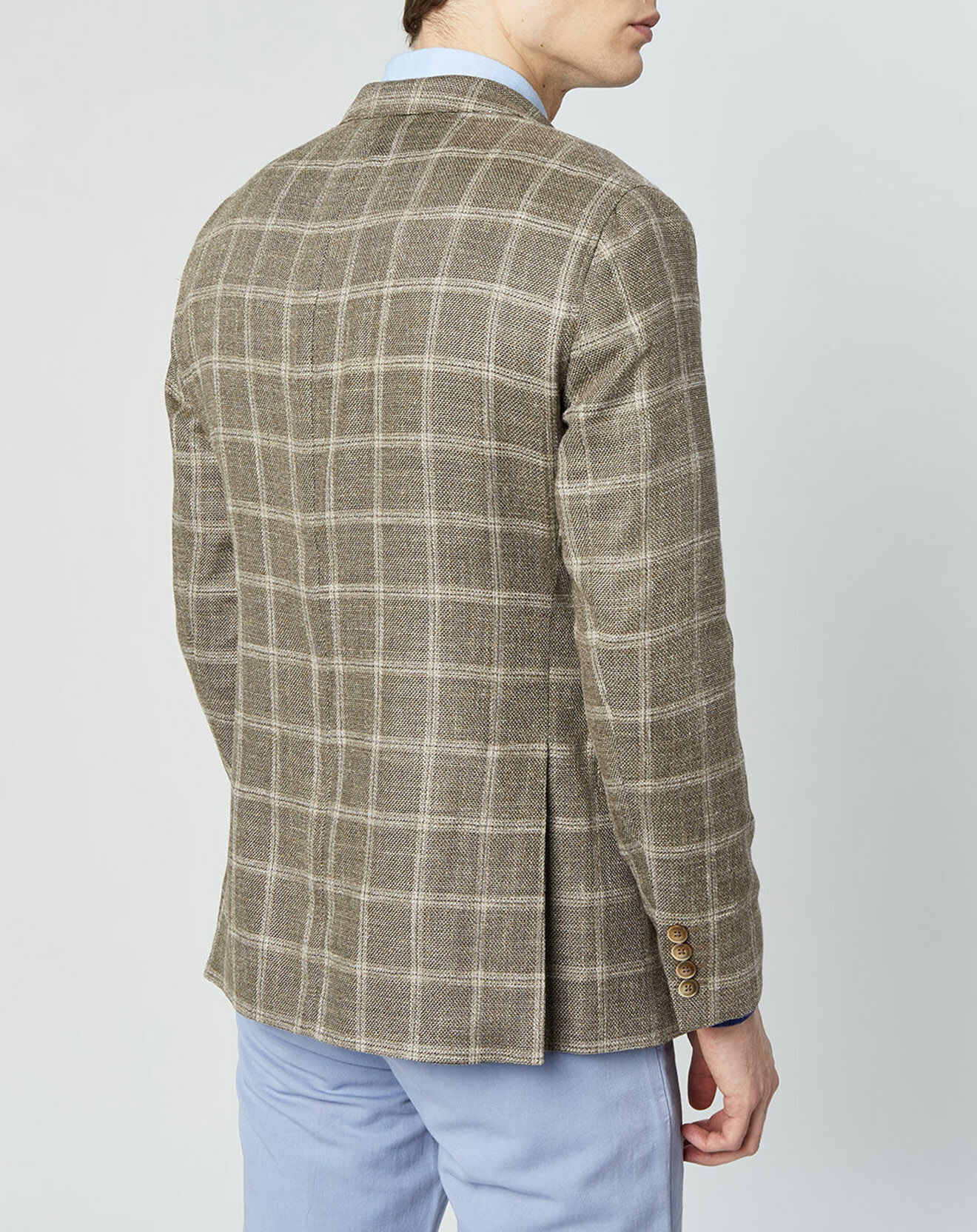 Hackett London Veste en Laine mélangée Destructurée à carreaux beige/marron