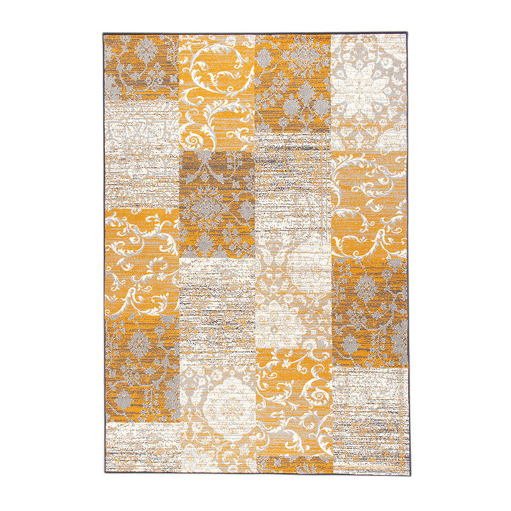 Patchwork vloerkleed - Famous Oker geel