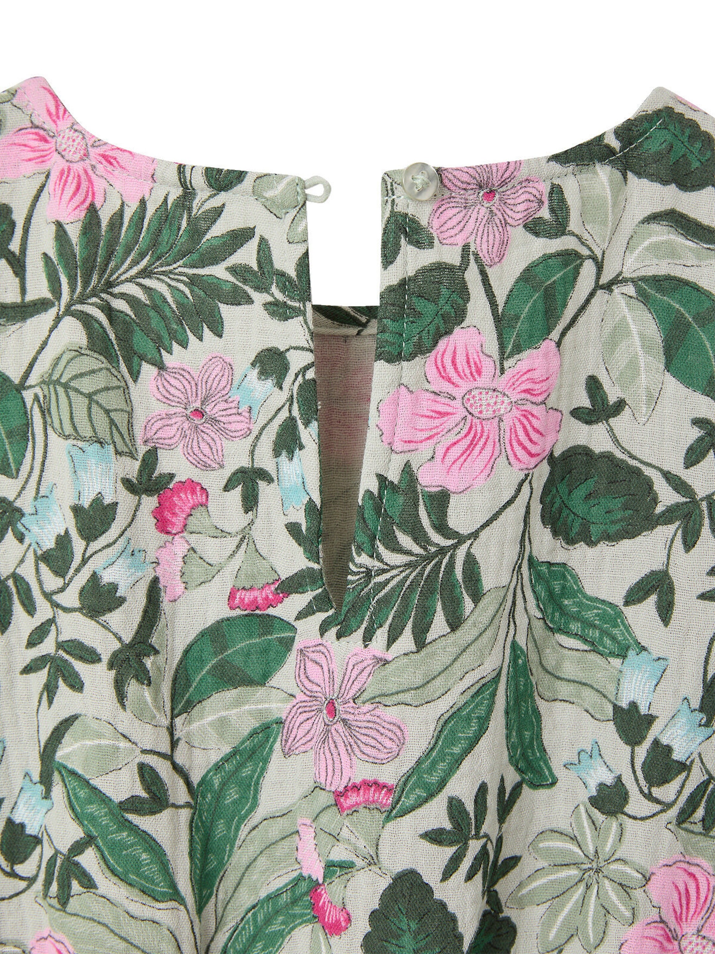 Vertbaudet Mädchen Musselinkleid mit Boho-Print salbeigrün