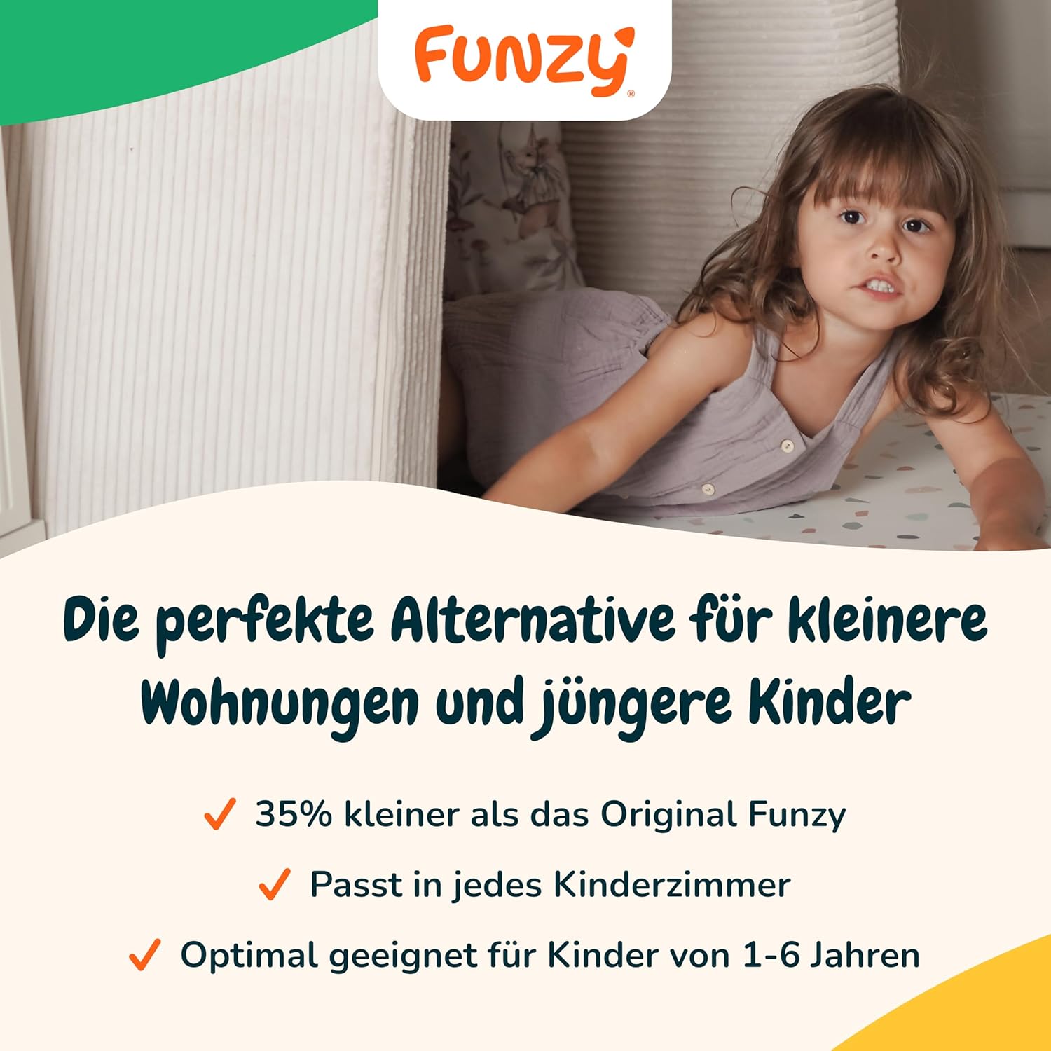 Funzy Mini Spielsofa für Kinder - Unser Mini für kreatives Spielen, Modulare Spielcouch, Waschbarer Bezug, Robust und Langlebig, Oeko-TEX 100 Zertifiziert mit 3 Jahren Garantie, Cord Creme Beige