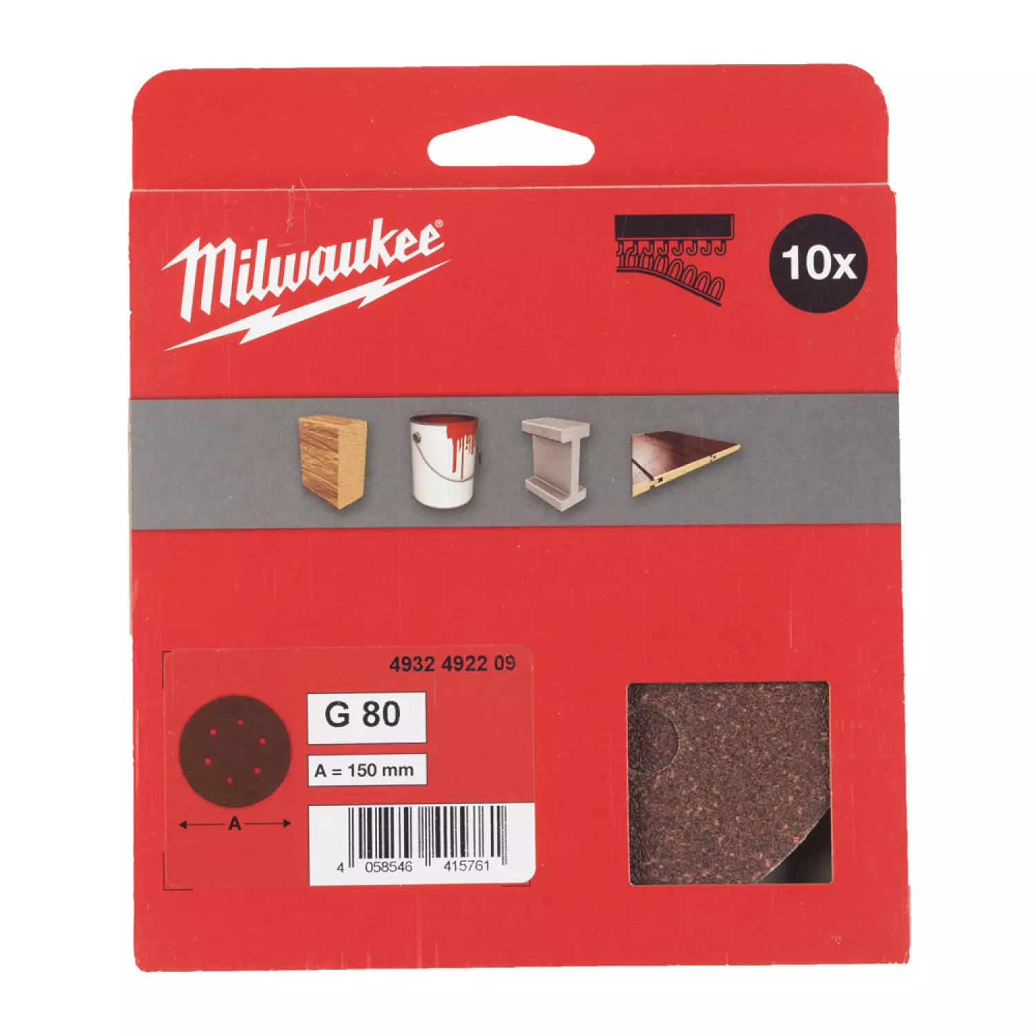 Milwaukee 4932492209 Schuurpapier voor vlakschuurmachines 150/6 HL G80 - 10 stuks