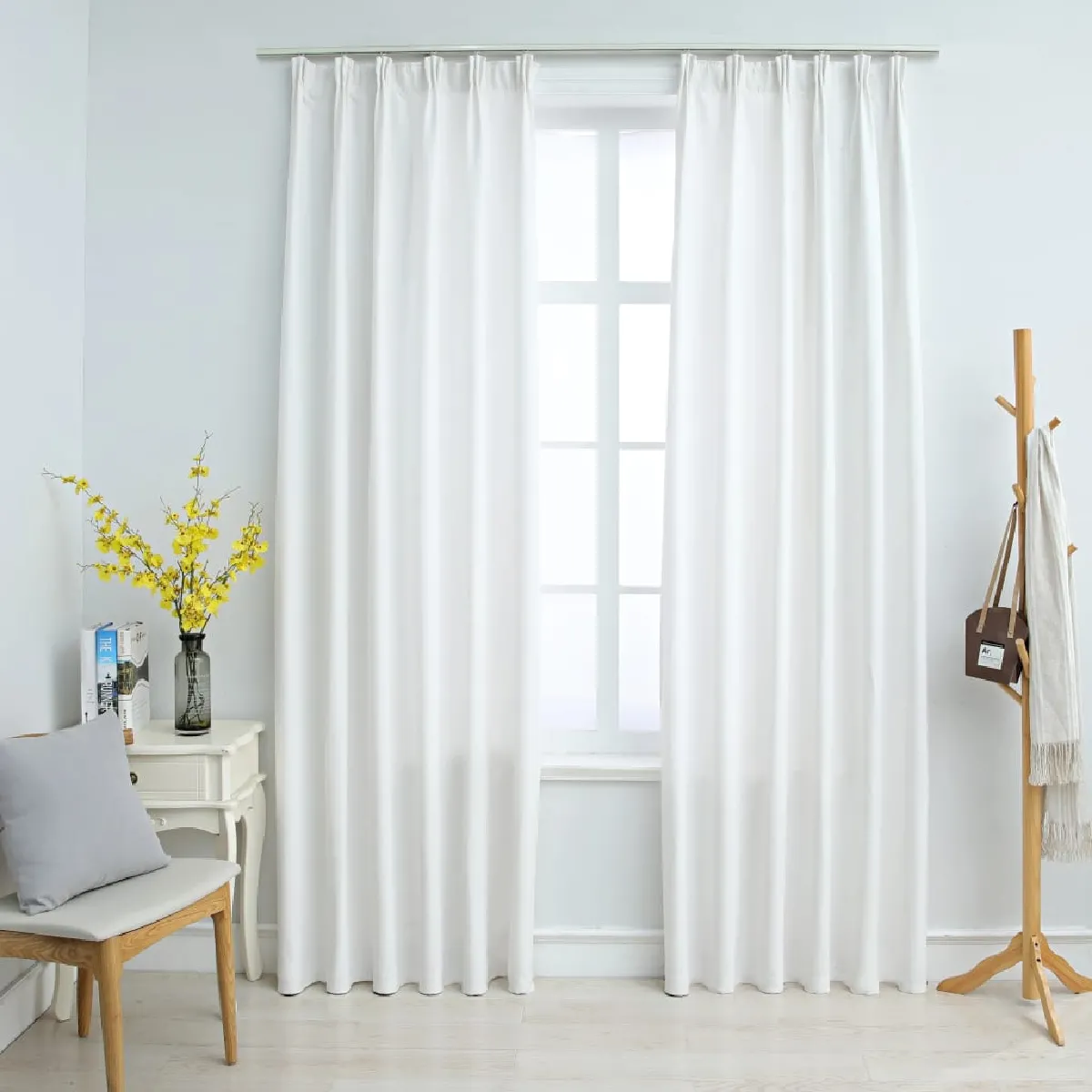 vidaXL Rideaux occultants avec crochets - Blanc cassé - 140x245 cm