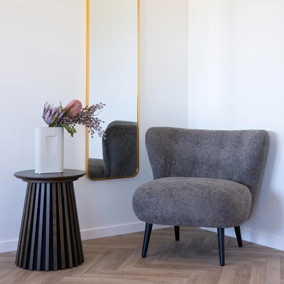 Fauteuil Bouclé Bruin - Zithoogte 45cm - 78x70x73cm - Covelo