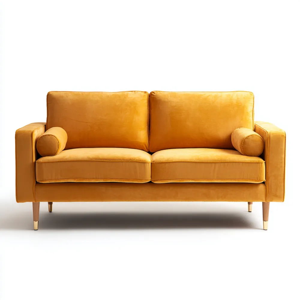2-Sitzer-Sofa Samt 150x85x80 cm - Senfgelb - Modernes Design