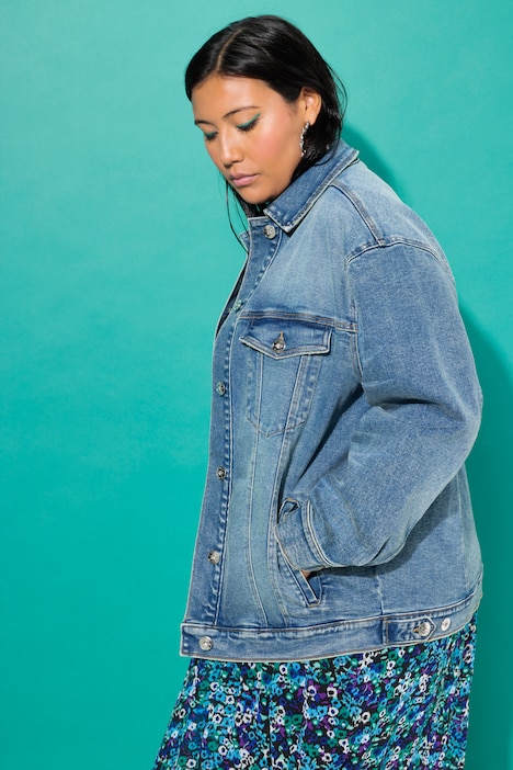 Jeansjacke, oversized, hellgewaschen