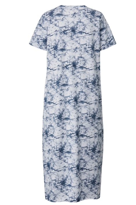Kleid, Batikdruck, Silberstern, V-Ausschnitt, Halbarm