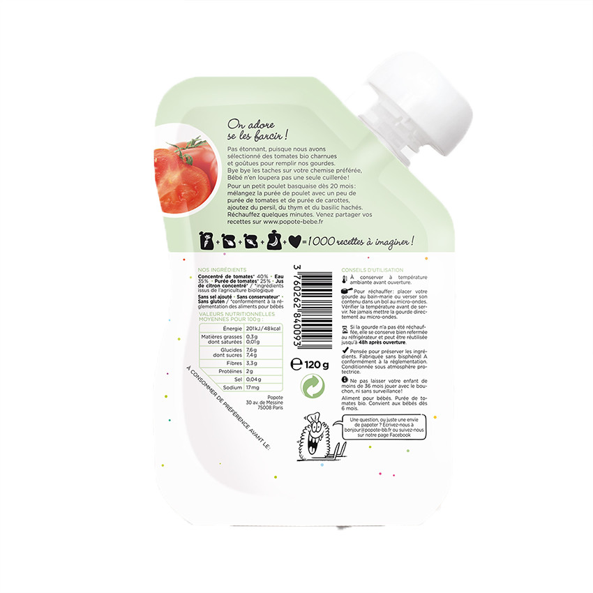 Gourde à la tomate bio - 120g
