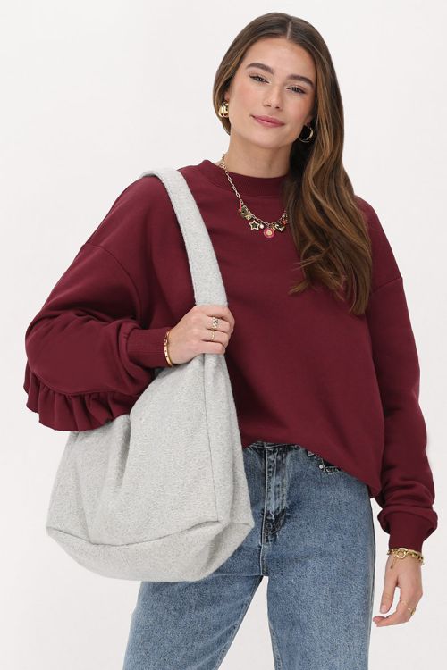 Grijze boucle shopper