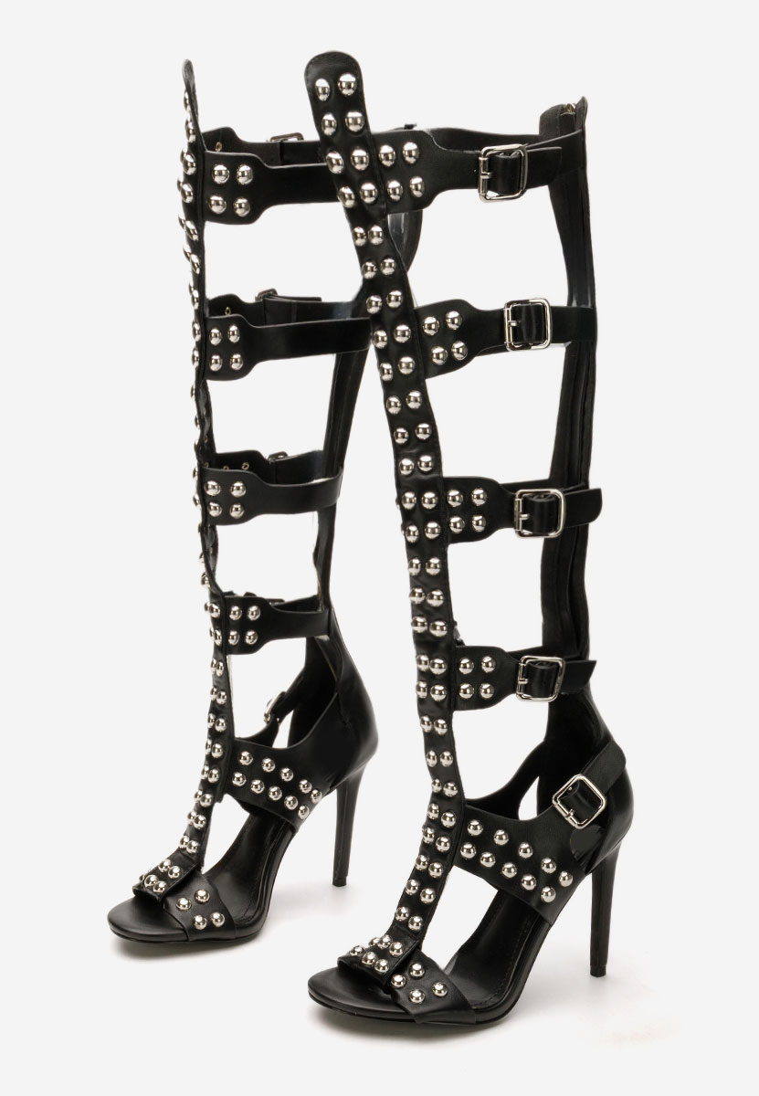 Sandales à talon fin noires Clinita