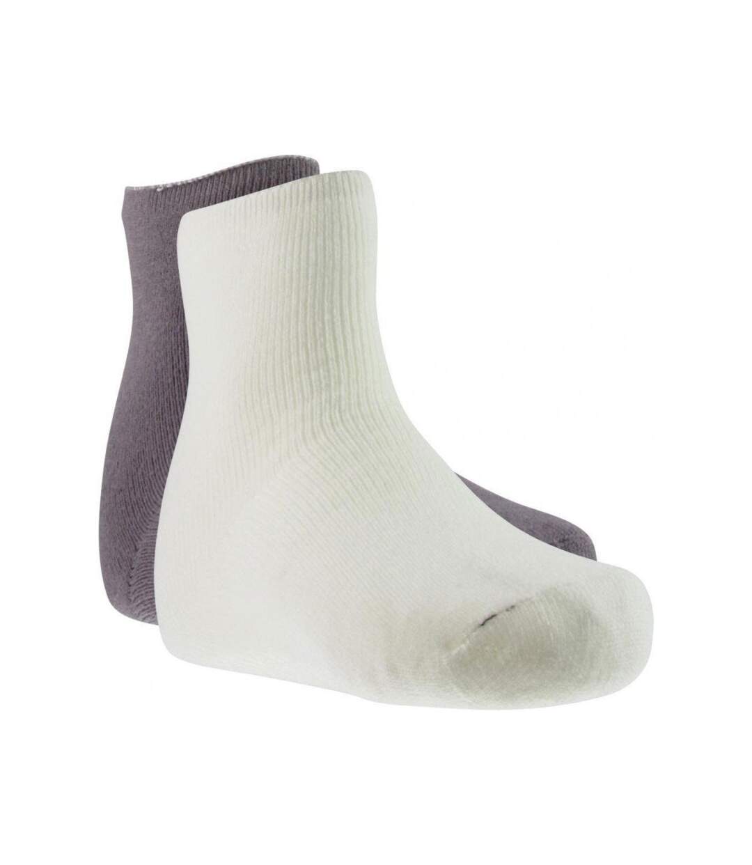 TWINDAY Lot de 2 paires de Chaussettes Femme Microfibre DOUCEUR Blanc Taupe