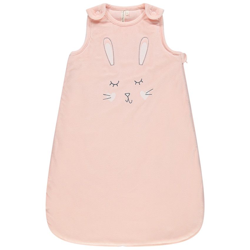 Turbulette en velours sans manches broderie lapin - Rose