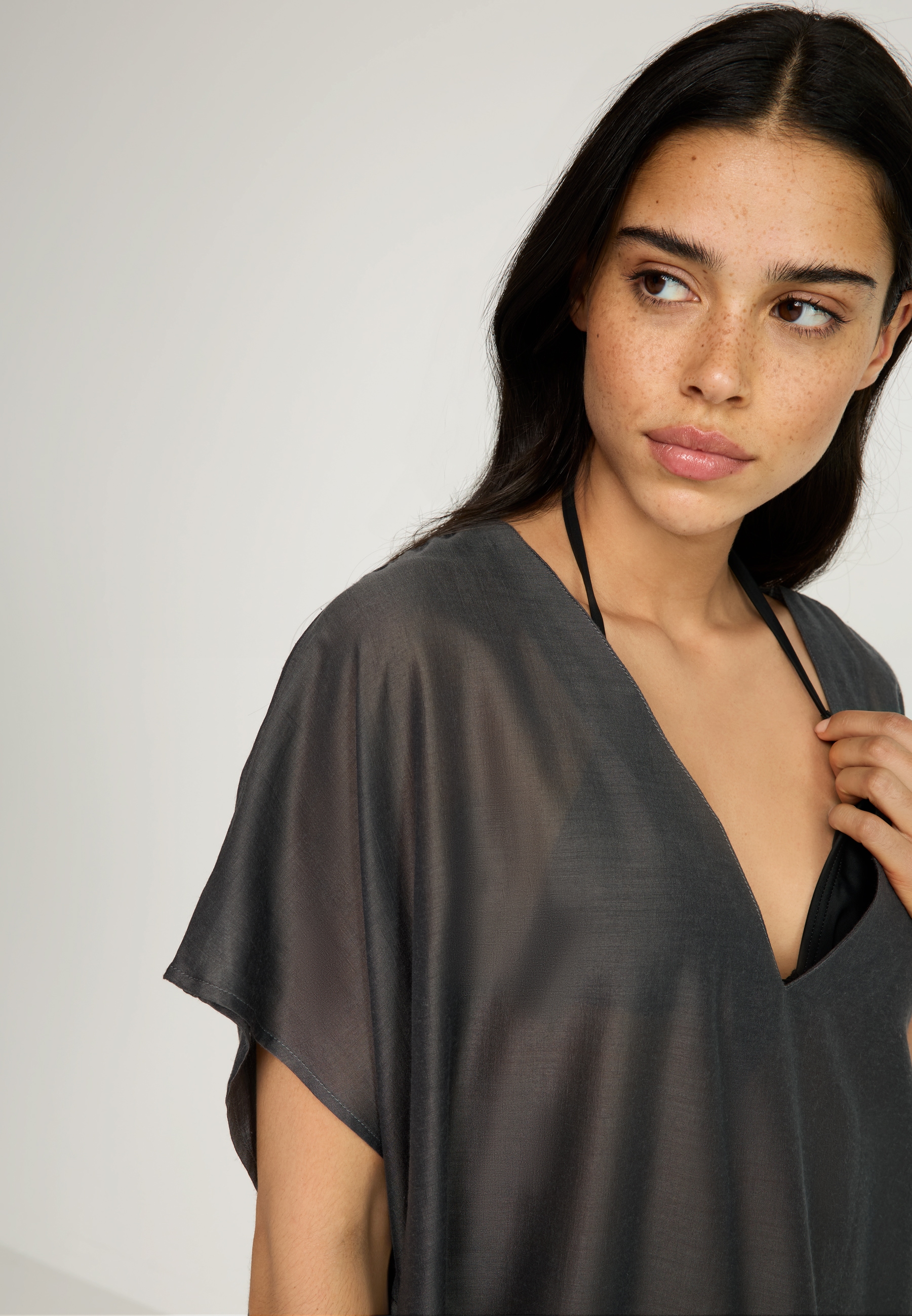 LSCN by LASCANA Chiffontunika , seitlich zum Knoten, transparente Strandtunika