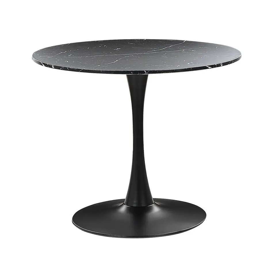 BOCA - Ronde eettafel - Zwart/Marmer - 90 cm - MDF
