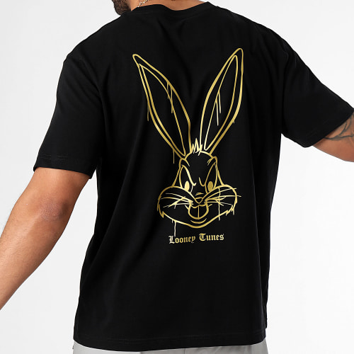 Tee Shirt Oversize Large Angry Bugs Bunny Noir Doré