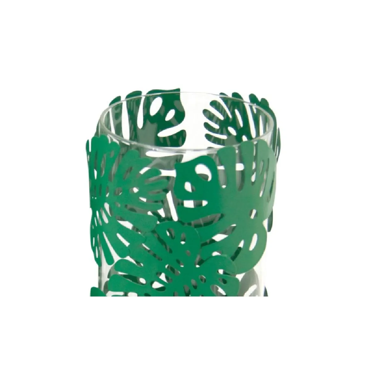 Aubry Gaspard Photophores ronds verts feuilles tropicales métal (Lot de 2).