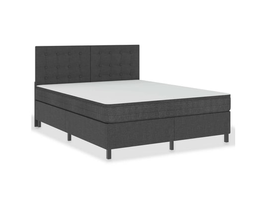 VIDAXL - Sommier 180 x 200 Sommier tapissier gris foncé tissu 180x200 cm