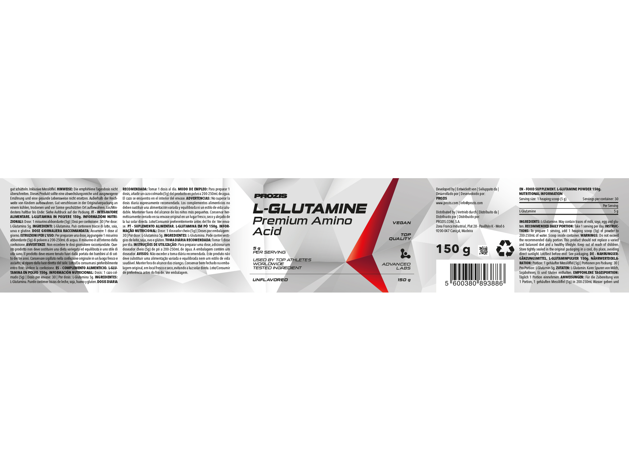 SUPLEMENTO PROZIS L-GLUTAMINA NATURAL 150G