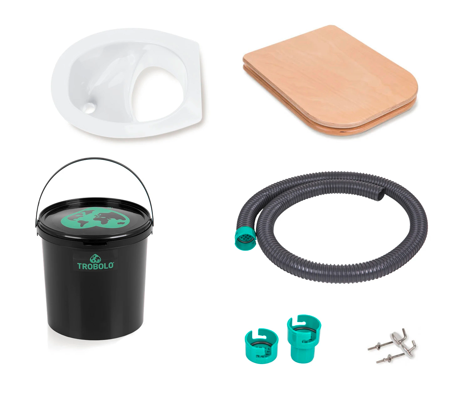 TROBOLO Do it yourself Set 5 teilig für den Eigenbau der Trenntoilette mit Toilettensitz 11 Liter weiß