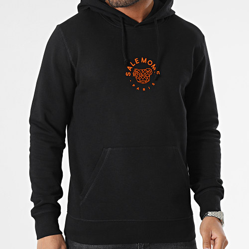 Sweat Capuche Nounours Diamanté Noir Orange Fluo