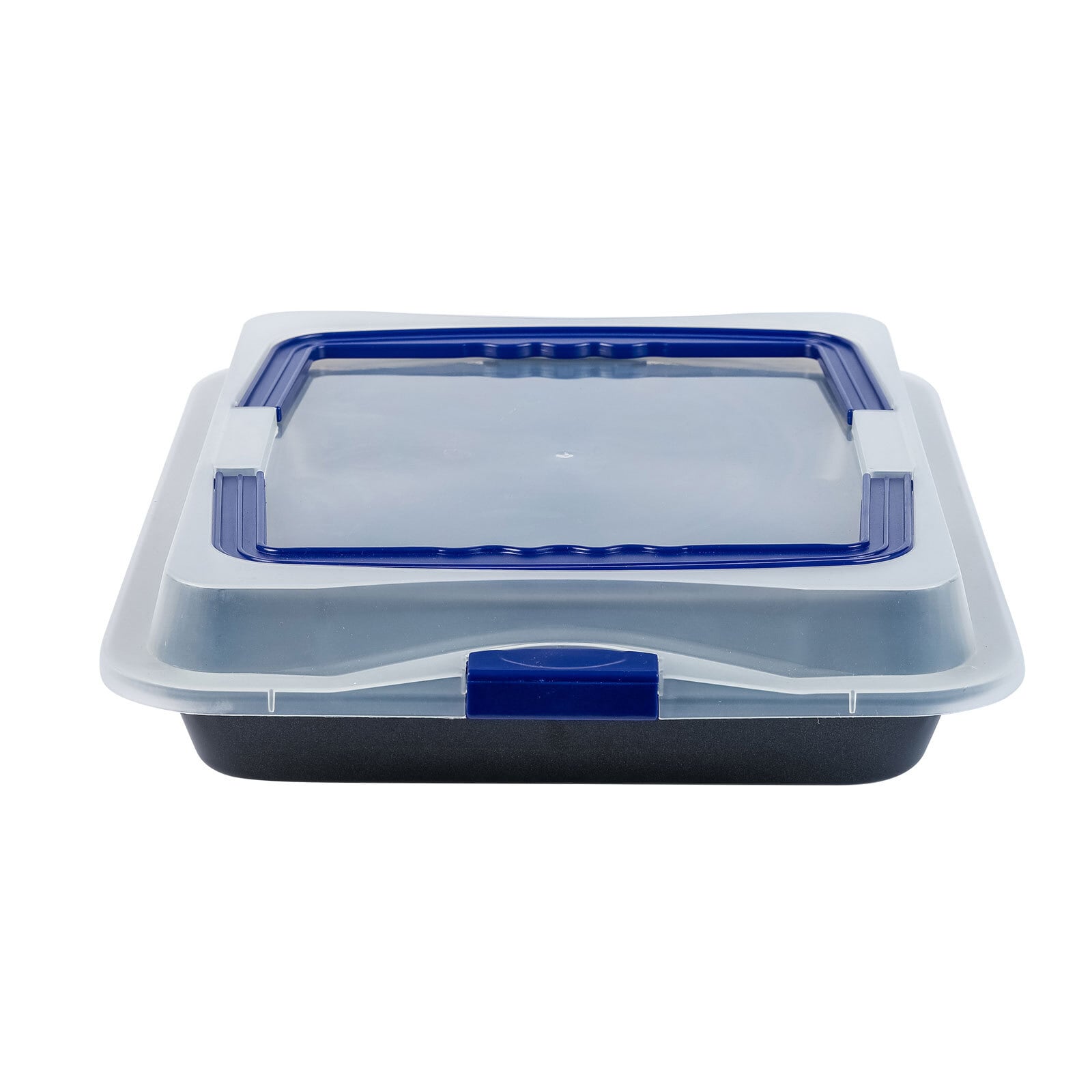 Back-/Auflaufform mit Haube und Tragegriff schwarz transparent blau 40x8x32cm