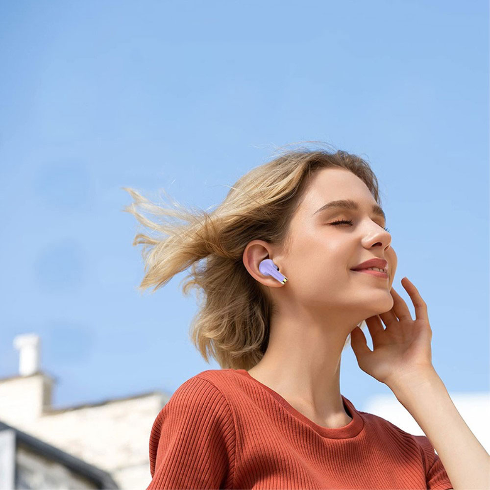 Kabellose Bluetooth 5.3 In-Ear Kopfhörer Headset mit Ladecase (300mAh) - Schwarz / Transparent