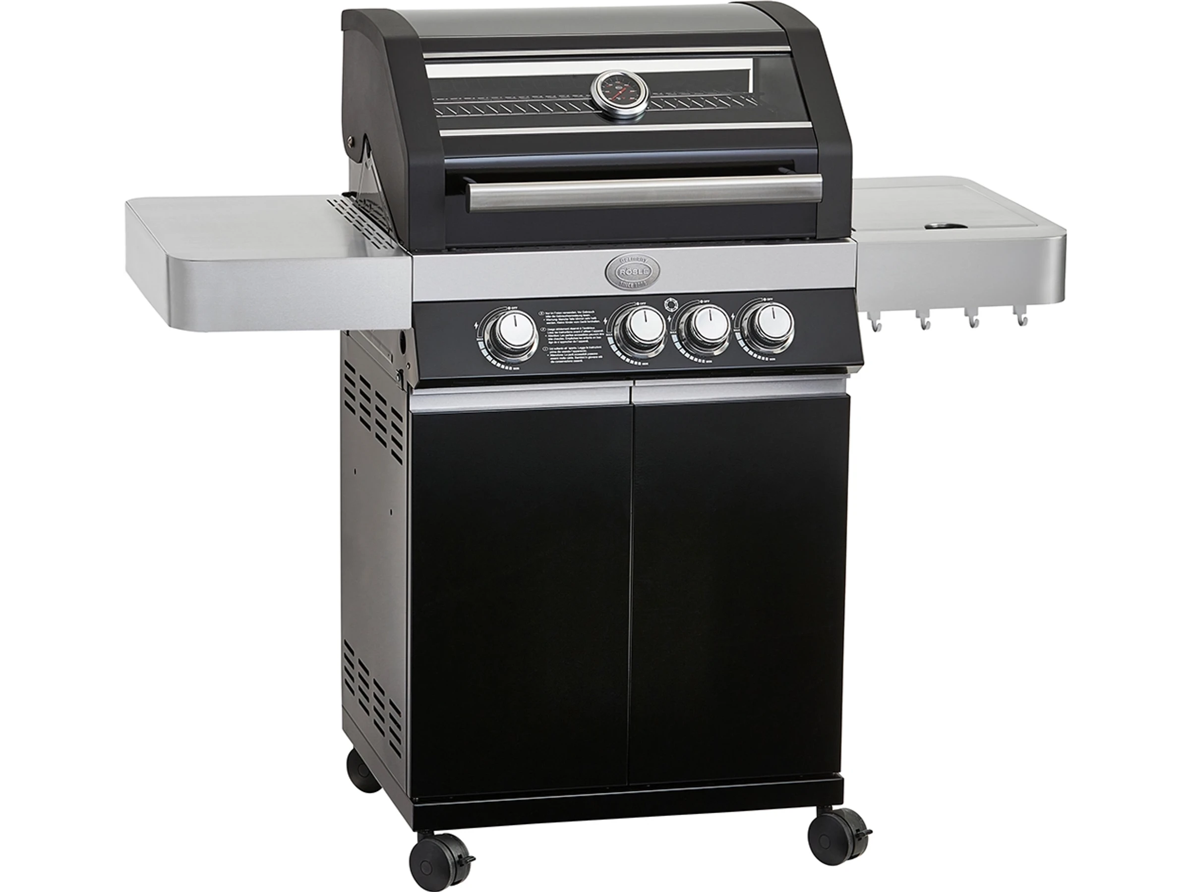 Rösle Gasgrill BBQ-Station Videro G3 50mbar 3 Brenner und Seitenbrenner Schwarz