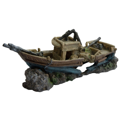 Deep Sea Aquariumdekoration Boot Wrack 36.5x12.x15.5cm