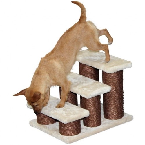 Escada para animais de estimação bege e marrom